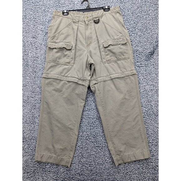 VTG Columbia PFG Convertible Cargo Pants Mens 35X28 Hiking Fishing Canvas Tan - Picture 1 of 15